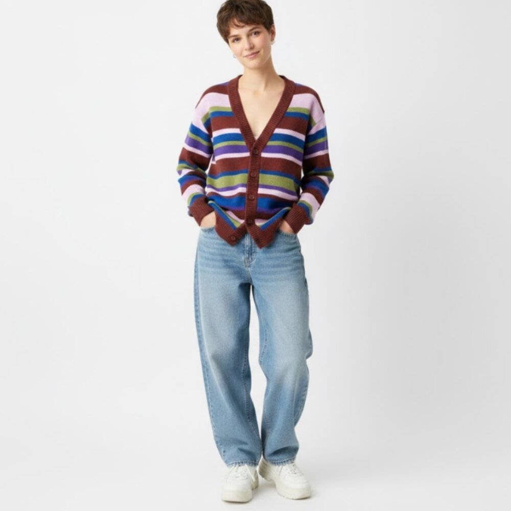 BP by Nordstrom Striped Oversize Cardigan Sweater XS NWT